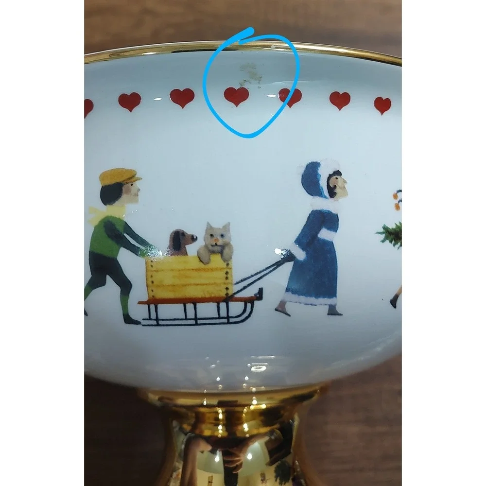 Charles Wysocki Love 2000 porcelain pedestal compote Fruit Bowl Teleflora